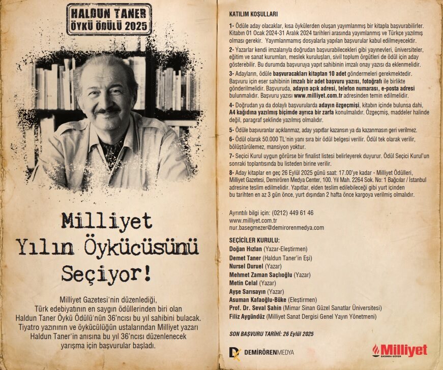 HALDUN TANER ÖYKÜ ÖDÜLÜ YARIŞMASI BAŞVURULARI BAŞLADI.