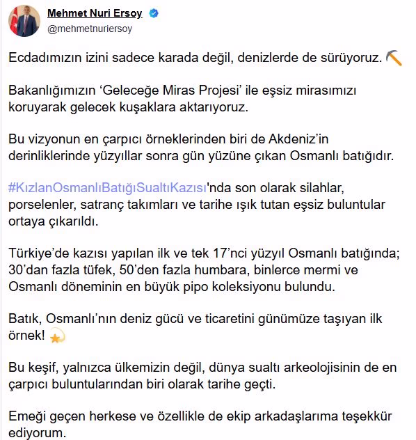 “Osmanlı’nın İlk Deniz Batığı Akdeniz’deki Sırını Açığa Çıkarıyor”