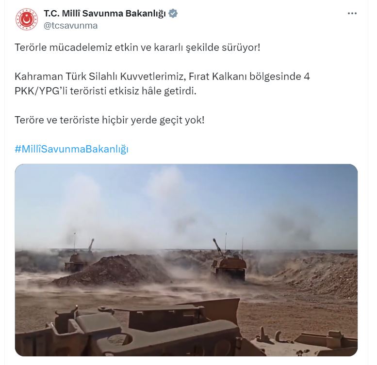 MSB : 4 terörist etkisiz hale getirildi