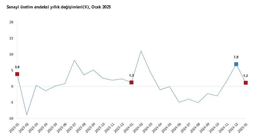 Türkiye İstatistik Kurumu (TÜİK), sanayi üretiminin ocakta yıllık yüzde 1,2 arttığını, aylık ise yüzde 2,3 azaldığını açıkladı. Fotoğraf: Ankara, (DHA)