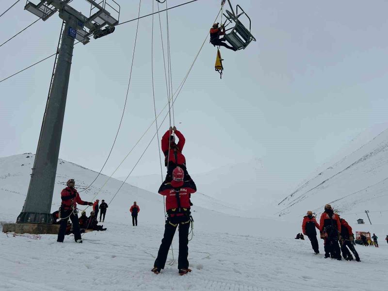 Van’ın Gevaş ilçesindeki Abalı Kayak Merkezi’nde AFAD koordinasyonunda düzenlenen çığ